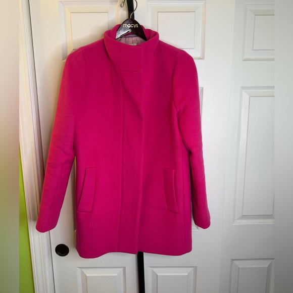 J. Crew Vibrant Pink Pea Coat, size 6 - Picture 3 of 6